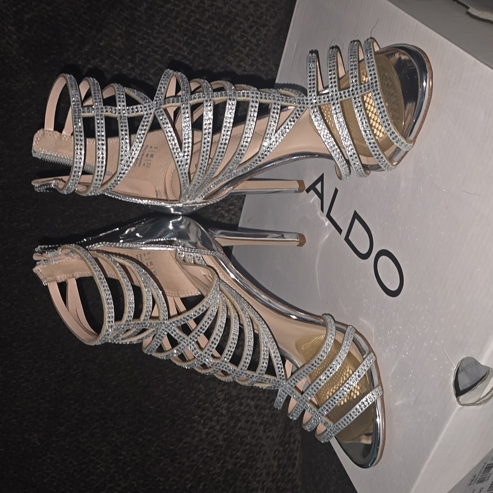 ALDO Fabricadiroma Silver Rhinestone Heels